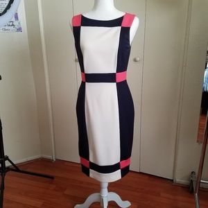 Orange and navy blue dress